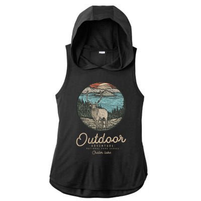 Crater Lake National Park Ladies PosiCharge Tri-Blend Wicking Draft Hoodie Tank