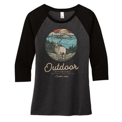 Crater Lake National Park Women's Tri-Blend 3/4-Sleeve Raglan Shirt