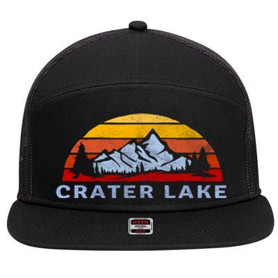 Crater Lake National Park Retro Sunset Design Gift 7 Panel Mesh Trucker Snapback Hat