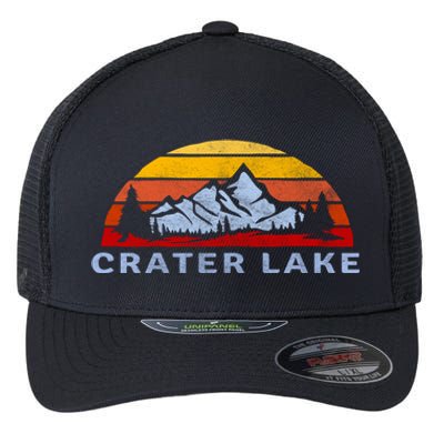 Crater Lake National Park Retro Sunset Design Gift Flexfit Unipanel Trucker Cap