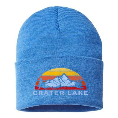 Crater Lake National Park Retro Sunset Design Gift Sustainable Knit Beanie