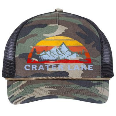 Crater Lake National Park Retro Sunset Design Gift Retro Rope Trucker Hat Cap