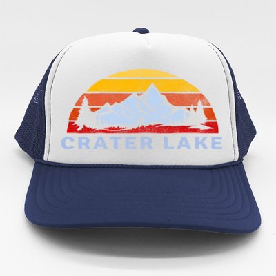 Crater Lake National Park Retro Sunset Design Gift Trucker Hat