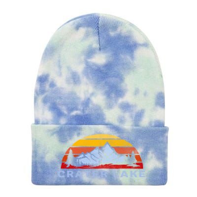 Crater Lake National Park Retro Sunset Design Gift Tie Dye 12in Knit Beanie