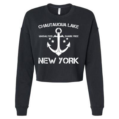 Chautauqua Lake New York Funny Fishing Camping Summer Gift Cute Gift Cropped Pullover Crew