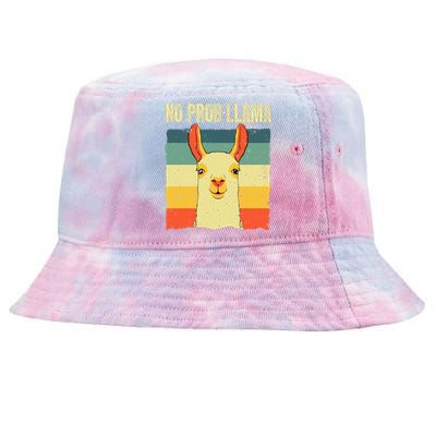 Cool Llama No Prob Llama Alpaca Farming Animal Tie-Dyed Bucket Hat