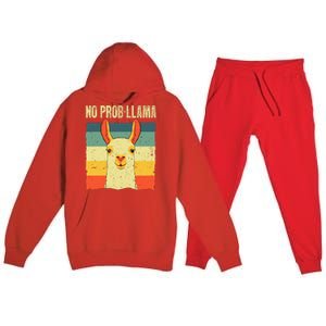 Cool Llama No Prob Llama Alpaca Farming Animal Premium Hooded Sweatsuit Set