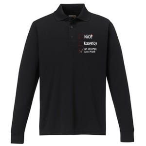 Christmas List Nice Naughty An Attempt Was Made Performance Long Sleeve Polo