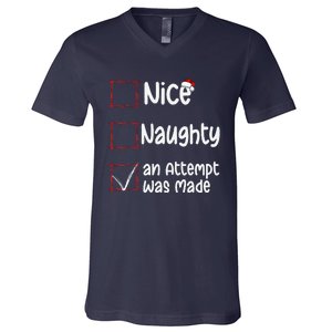 Christmas List Nice Naughty An Attempt Was Made V-Neck T-Shirt