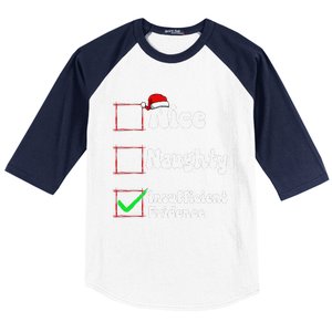 Christmas List Nice Naughty Insufficient Evidence Baseball Sleeve Shirt