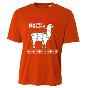 Christmas Llama No Probllama Funny Ugly Christmas Gift Cooling Performance Crew T-Shirt