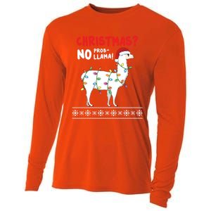 Christmas Llama No Probllama Funny Ugly Christmas Gift Cooling Performance Long Sleeve Crew