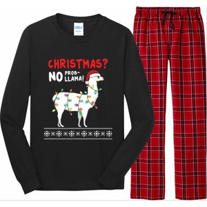 Christmas Llama No Probllama Funny Ugly Christmas Gift Long Sleeve Pajama Set