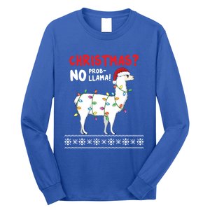 Christmas Llama No Probllama Funny Ugly Christmas Gift Long Sleeve Shirt