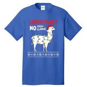 Christmas Llama No Probllama Funny Ugly Christmas Gift Tall T-Shirt