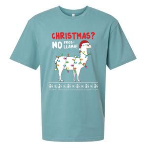 Christmas Llama No Probllama Funny Ugly Christmas Gift Sueded Cloud Jersey T-Shirt