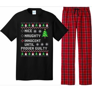 Christmas List Nice Naughty Innocent Until Proven Guilty Great Gift Pajama Set