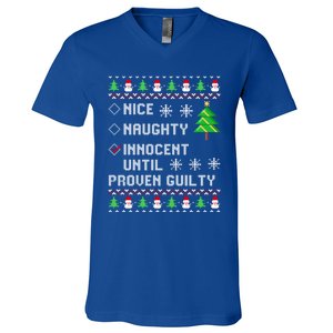 Christmas List Nice Naughty Innocent Until Proven Guilty Great Gift V-Neck T-Shirt