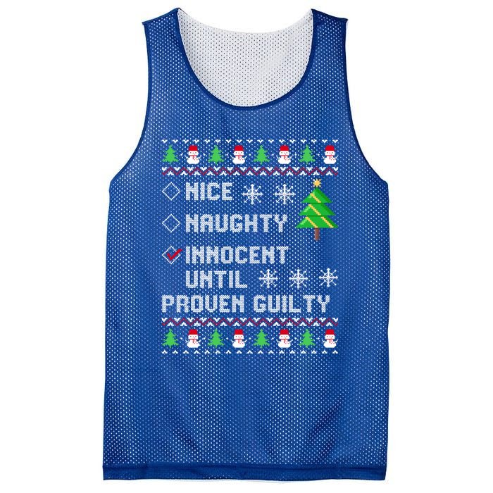 Christmas List Nice Naughty Innocent Until Proven Guilty Great Gift Mesh Reversible Basketball Jersey Tank