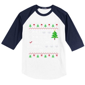 Christmas List Nice Naughty Innocent Until Proven Guilty Great Gift Baseball Sleeve Shirt