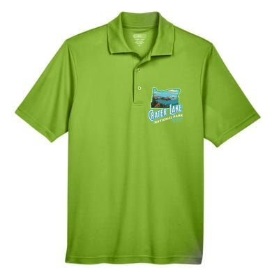 Crater Lake National Park Gift Vintage Oregon Retro Cool Gift Men's Origin Performance Pique Polo