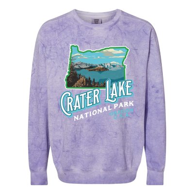 Crater Lake National Park Gift Vintage Oregon Retro Cool Gift Colorblast Crewneck Sweatshirt