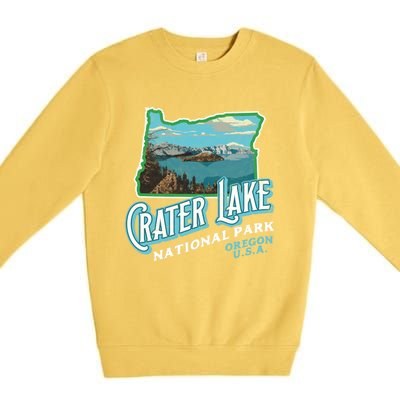 Crater Lake National Park Gift Vintage Oregon Retro Cool Gift Premium Crewneck Sweatshirt