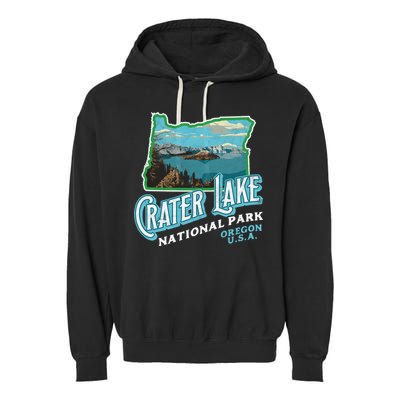 Crater Lake National Park Gift Vintage Oregon Retro Cool Gift Garment-Dyed Fleece Hoodie