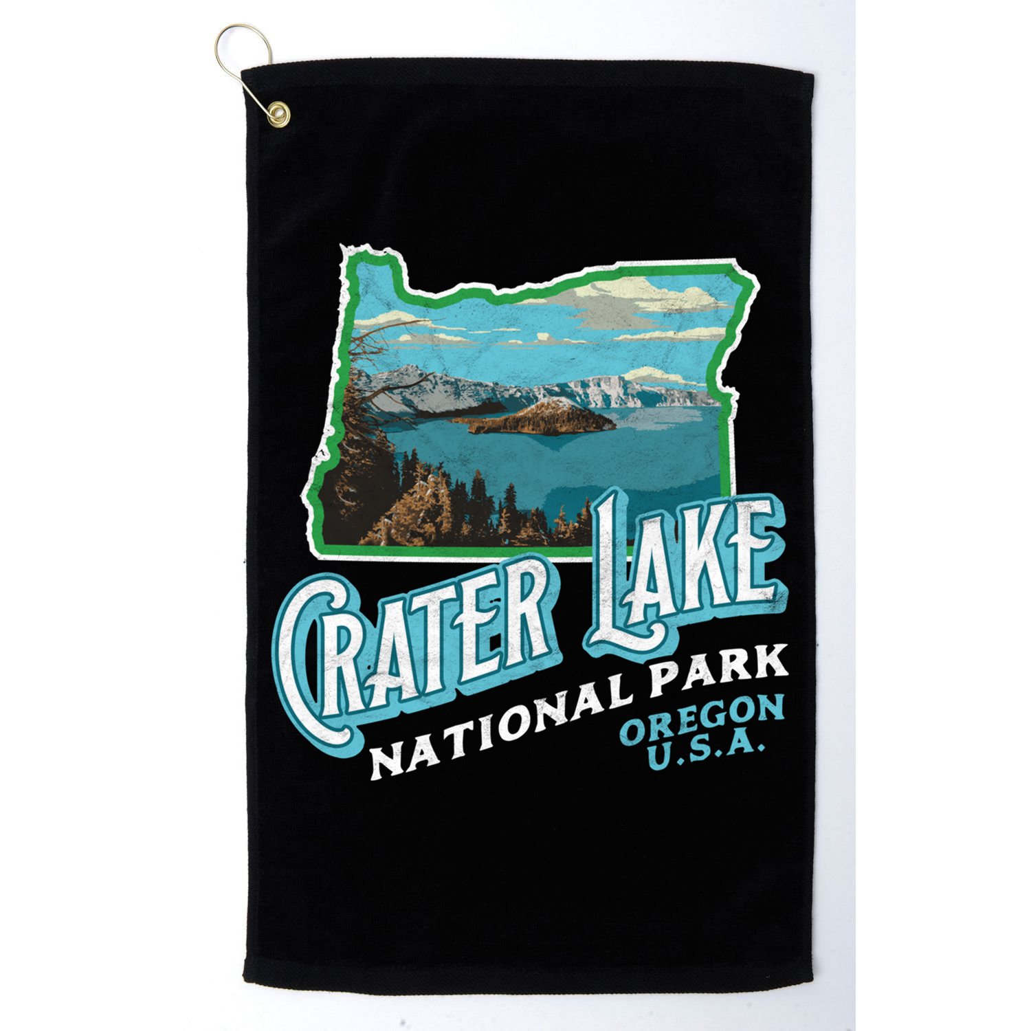 Crater Lake National Park Gift Vintage Oregon Retro Cool Gift Golf Towel