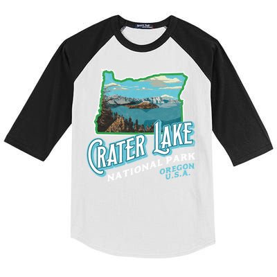 Crater Lake National Park Gift Vintage Oregon Retro Cool Gift Kids Colorblock Raglan Jersey
