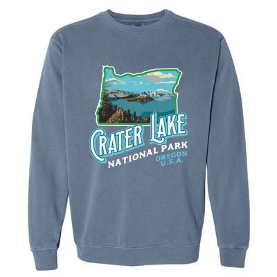 Crater Lake National Park Gift Vintage Oregon Retro Cool Gift Garment-Dyed Sweatshirt