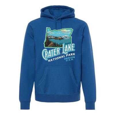 Crater Lake National Park Gift Vintage Oregon Retro Cool Gift Premium Hoodie