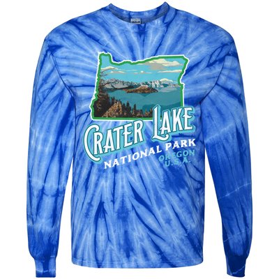 Crater Lake National Park Gift Vintage Oregon Retro Cool Gift Tie-Dye Long Sleeve Shirt