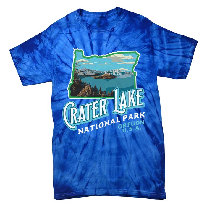 Crater Lake National Park Gift Vintage Oregon Retro Cool Gift Tie-Dye T-Shirt