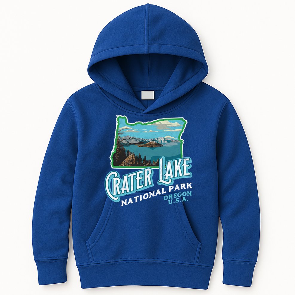 Crater Lake National Park Gift Vintage Oregon Retro Cool Gift Kids Hoodie
