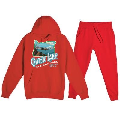 Crater Lake National Park Gift Vintage Oregon Retro Cool Gift Premium Hooded Sweatsuit Set