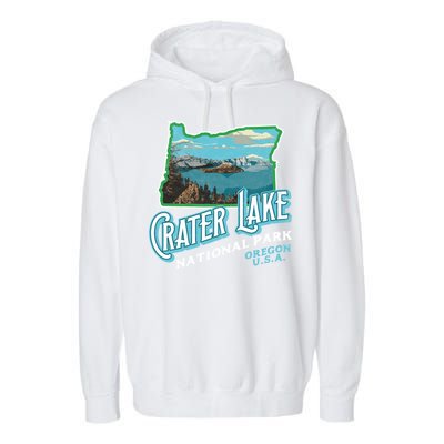 Crater Lake National Park Gift Vintage Oregon Retro Cool Gift Garment-Dyed Fleece Hoodie