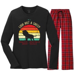 Conservative Lion Not A Sheep Women's Long Sleeve Flannel Pajama Set 