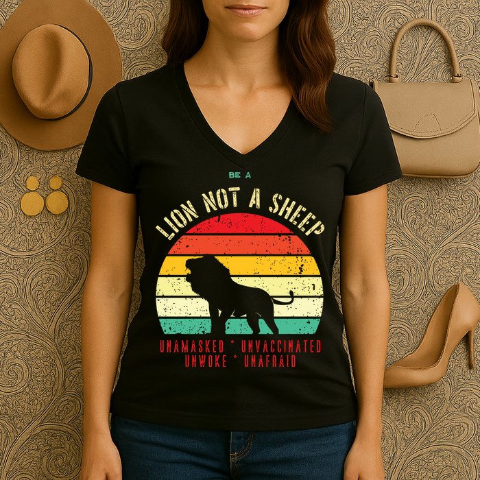Conservative Lion Not A Sheep Women's V-Neck T-Shirt