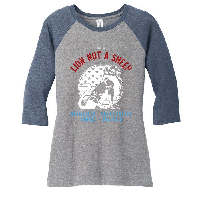 Conservative Lion Not A Sheep Women's Tri-Blend 3/4-Sleeve Raglan Shirt