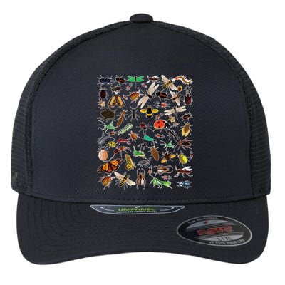 Cool Lots Of Bugs Funny Insect Lover Entomologist Flexfit Unipanel Trucker Cap