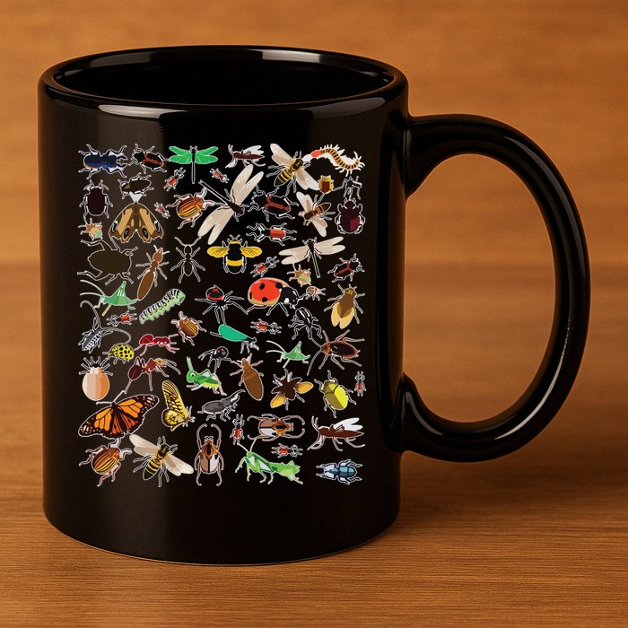 Cool Lots Of Bugs Funny Insect Lover Entomologist 11oz C Handle Ceramic Mug