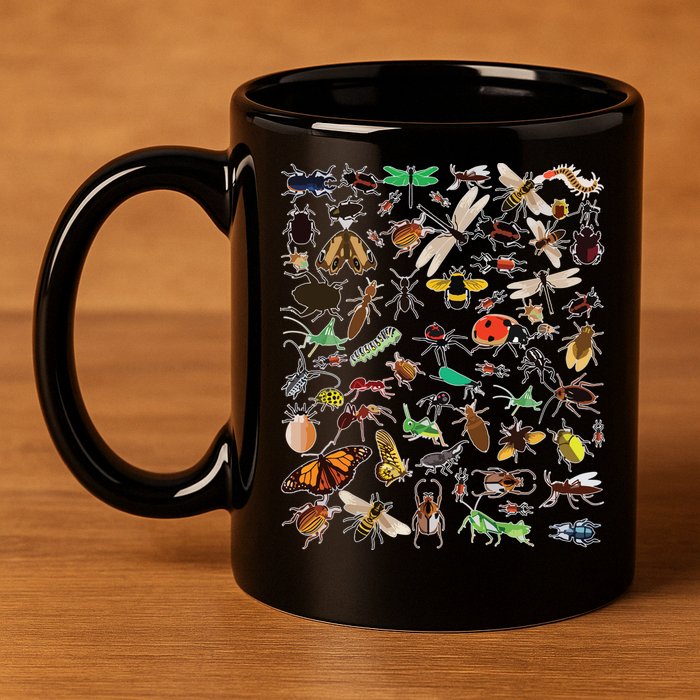 Cool Lots Of Bugs Funny Insect Lover Entomologist 11oz C Handle Ceramic Mug