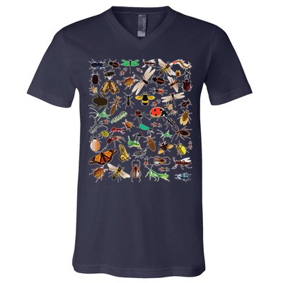 Cool Lots Of Bugs Funny Insect Lover Entomologist V-Neck T-Shirt