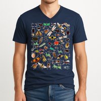 Cool Lots Of Bugs Funny Insect Lover Entomologist V-Neck T-Shirt