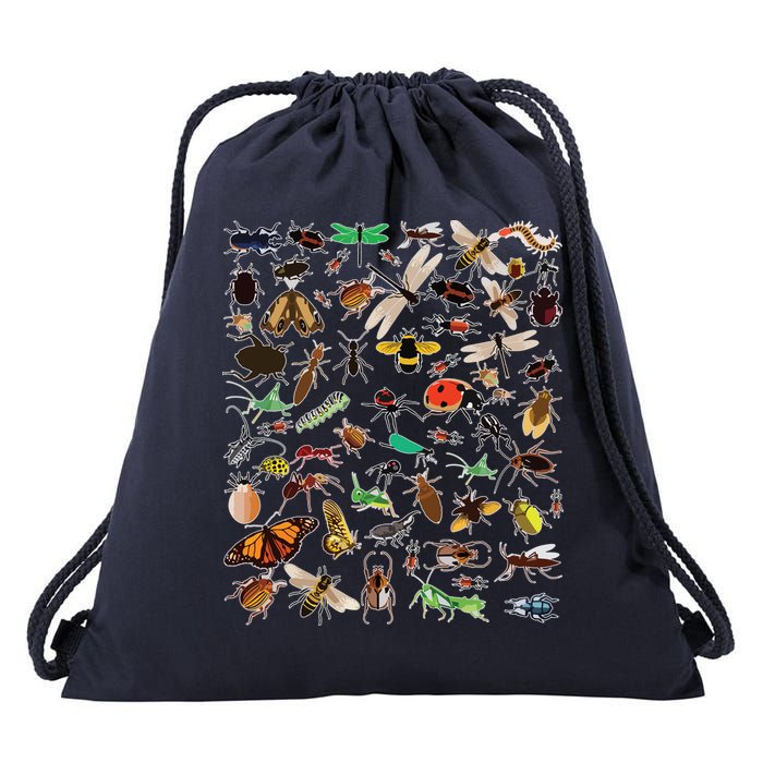 Cool Lots Of Bugs Funny Insect Lover Entomologist Drawstring Bag