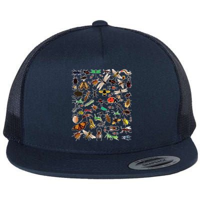 Cool Lots Of Bugs Funny Insect Lover Entomologist Flat Bill Trucker Hat