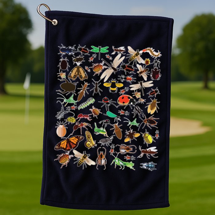 Cool Lots Of Bugs Funny Insect Lover Entomologist Golf Towel