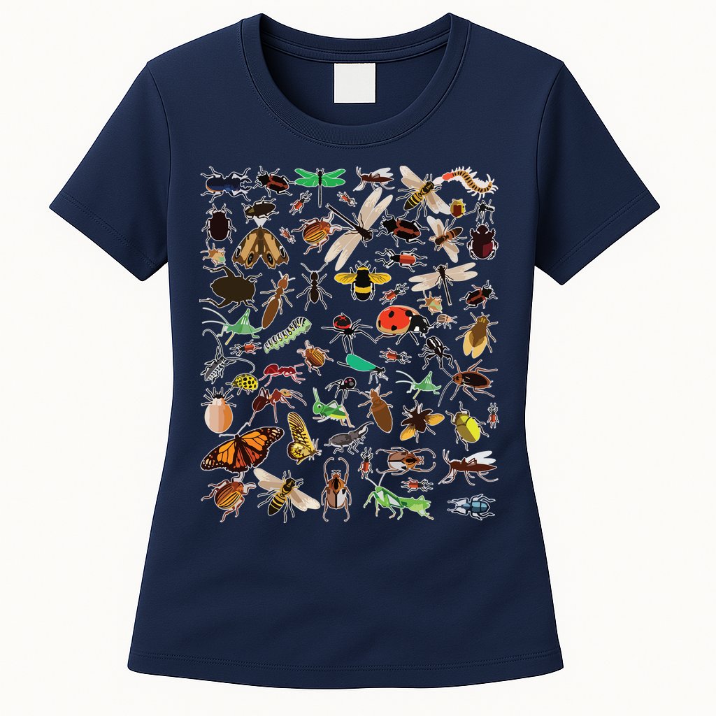 Cool Lots Of Bugs Funny Insect Lover Entomologist Womens T-Shirt
