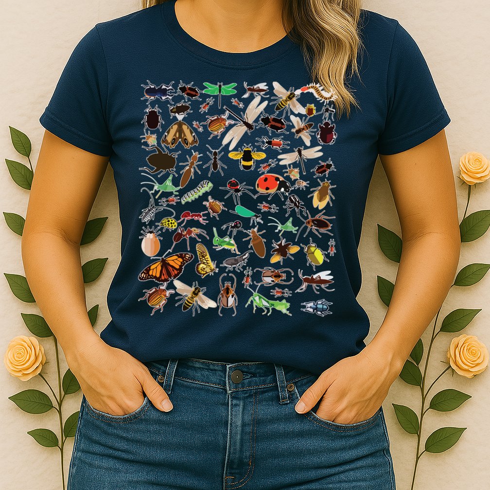 Cool Lots Of Bugs Funny Insect Lover Entomologist Womens T-Shirt